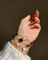 Reversible B/W Leaf clover bracelet (1 pc)